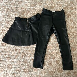 🖤 H&M Faux Leather Skirt & Leggings